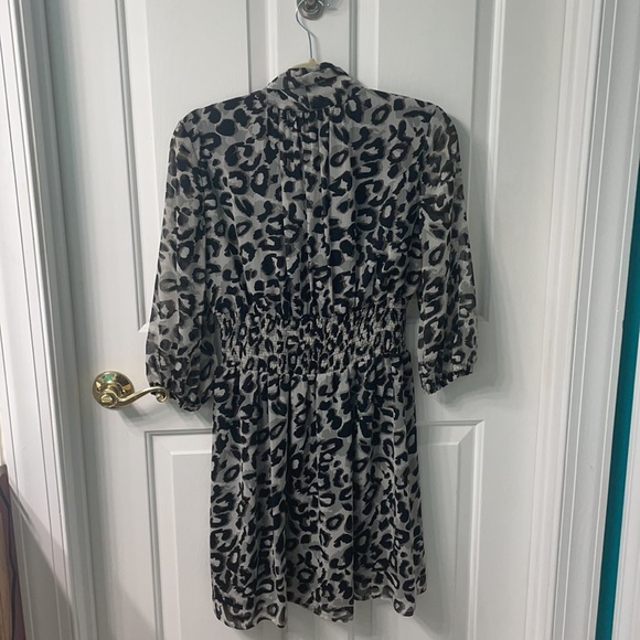 Eliza J Tie Leopard Tie Neck Cinch Waist Dress - Picture 6 of 6